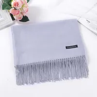 Pure Color Cashmere Scarf Women's Autumn And Winter Popular  Shawl Scarf Annual Meeting Gift Red Scarf  Direct Sales sku image 27