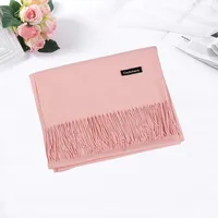 Pure Color Cashmere Scarf Women's Autumn And Winter Popular  Shawl Scarf Annual Meeting Gift Red Scarf  Direct Sales sku image 29
