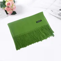 Pure Color Cashmere Scarf Women's Autumn And Winter Popular  Shawl Scarf Annual Meeting Gift Red Scarf  Direct Sales sku image 14