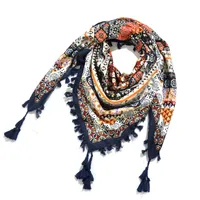 Designed  Bohemian Women Scarf Ethnic Style Knot Tassel Scarf Jacquard Large Square main image 1