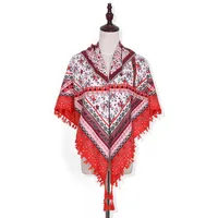 Designed  Bohemian Women Scarf Ethnic Style Knot Tassel Scarf Jacquard Large Square main image 5