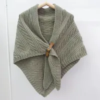 Korean Style Popular Cloak Spring And Autumn New Warm Leather Buckle Shawl Internet Celebrant New Twill Cloak Anchor Recommended sku image 4