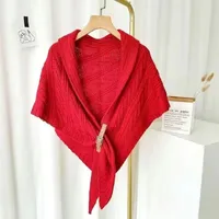 Korean Style Popular Cloak Spring And Autumn New Warm Leather Buckle Shawl Internet Celebrant New Twill Cloak Anchor Recommended sku image 5