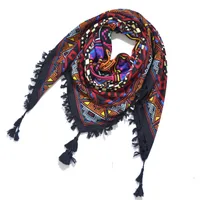 Designed  Bohemian Women Scarf Ethnic Style Knot Tassel Scarf Jacquard Large Square sku image 1