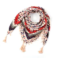 Designed  Bohemian Women Scarf Ethnic Style Knot Tassel Scarf Jacquard Large Square sku image 3