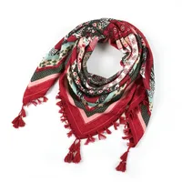 Designed  Bohemian Women Scarf Ethnic Style Knot Tassel Scarf Jacquard Large Square sku image 4