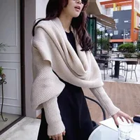 Autumn And Winter Wool Scarf  Men And Women's Long Neck Shawl With Sleeves Knitted Scarf main image 1
