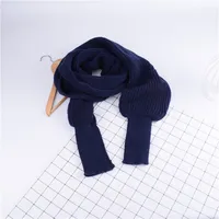 Autumn And Winter Wool Scarf  Men And Women's Long Neck Shawl With Sleeves Knitted Scarf sku image 4