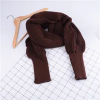 Autumn And Winter Wool Scarf  Men And Women's Long Neck Shawl With Sleeves Knitted Scarf sku image 10