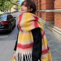 Brown Striped Scarf Women's Autumn And Winter Korean-style Trendy   Winter Warm Imitation Cashmere Windproof Scarf For Students main image 1