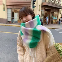 Brown Striped Scarf Women's Autumn And Winter Korean-style Trendy   Winter Warm Imitation Cashmere Windproof Scarf For Students main image 2