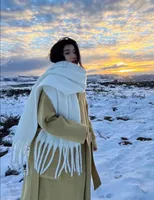 Brown Striped Scarf Women's Autumn And Winter Korean-style Trendy   Winter Warm Imitation Cashmere Windproof Scarf For Students sku image 16