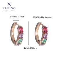 1 Pair XUPING Simple Style Geometric Inlay Copper Artificial Gemstones 18K Gold Plated Earrings main image 10