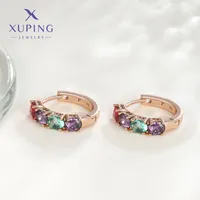 1 Pair XUPING Simple Style Geometric Inlay Copper Artificial Gemstones 18K Gold Plated Earrings main image 6