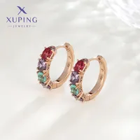 1 Pair XUPING Simple Style Geometric Inlay Copper Artificial Gemstones 18K Gold Plated Earrings main image 5