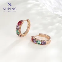 1 Pair XUPING Simple Style Geometric Inlay Copper Artificial Gemstones 18K Gold Plated Earrings main image 2