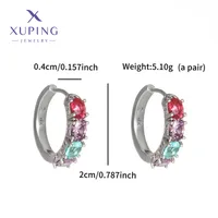1 Pair XUPING Simple Style Geometric Inlay Copper Artificial Gemstones 18K Gold Plated Earrings sku image 1
