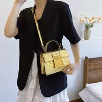 Women's Pu Leather Solid Color Elegant Classic Style Square Lock Clasp Handbag Crossbody Bag main image 3