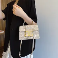 Women's Pu Leather Solid Color Elegant Classic Style Square Lock Clasp Handbag Crossbody Bag main image 4
