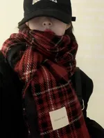 Christmas Scarf Women's Winter Korean-style High-grade  Red Plaid Scarf Student Couple Thickened Warm Shawl main image 5