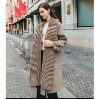 New Korean Style Handmade Coarse Wool Solid Color Knitted Scarf Women's Autumn And Winter Women's Scarf Thickened Student Couple's Scarf main image 2