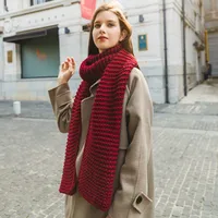 New Korean Style Handmade Coarse Wool Solid Color Knitted Scarf Women's Autumn And Winter Women's Scarf Thickened Student Couple's Scarf main image 3