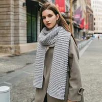 New Korean Style Handmade Coarse Wool Solid Color Knitted Scarf Women's Autumn And Winter Women's Scarf Thickened Student Couple's Scarf main image 4
