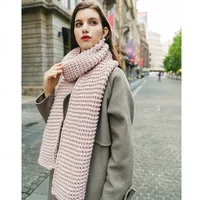New Korean Style Handmade Coarse Wool Solid Color Knitted Scarf Women's Autumn And Winter Women's Scarf Thickened Student Couple's Scarf sku image 7