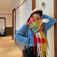 Rainbow Scarf Women's Winter Shawl Couple's Colorful Plaid Warm Thickened  Trendy Cute Girl Student main image 4