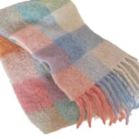 Rainbow Scarf Women's Winter Shawl Couple's Colorful Plaid Warm Thickened  Trendy Cute Girl Student main image 5