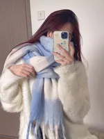 Rainbow Scarf Women's Winter Shawl Couple's Colorful Plaid Warm Thickened  Trendy Cute Girl Student sku image 2