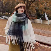 Rainbow Scarf Women's Winter Shawl Couple's Colorful Plaid Warm Thickened  Trendy Cute Girl Student sku image 4