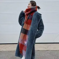 Rainbow Scarf Women's Winter Shawl Couple's Colorful Plaid Warm Thickened  Trendy Cute Girl Student sku image 11