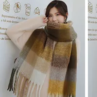 Rainbow Scarf Women's Winter Shawl Couple's Colorful Plaid Warm Thickened  Trendy Cute Girl Student sku image 16