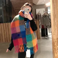 Rainbow Scarf Women's Winter Shawl Couple's Colorful Plaid Warm Thickened  Trendy Cute Girl Student sku image 19