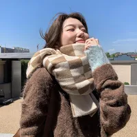 Scarf Women's Autumn And Winter Student's New Korean-style -style High-face Value Cute  Chessboard Warm Knitted Scarf main image 2