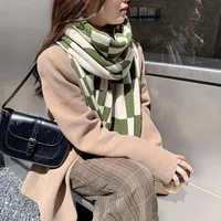 Scarf Women's Autumn And Winter Student's New Korean-style -style High-face Value Cute  Chessboard Warm Knitted Scarf main image 4