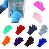 Autumn And Winter Plush Thick Touch Screen And Thin Acrylic Warm Cold-proof Knitted Wool Touch Screen Gloves Wholesale main image 1