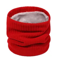 Autumn And Winter New Spot Knitted Scarf Men And Women Plus Velvet Warm Pullover Scarf Vertical Stripe Solid Color Knitted Collar sku image 1