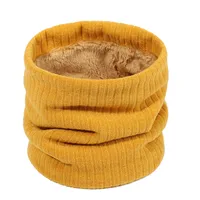 Autumn And Winter New Spot Knitted Scarf Men And Women Plus Velvet Warm Pullover Scarf Vertical Stripe Solid Color Knitted Collar sku image 2