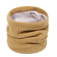 Autumn And Winter New Spot Knitted Scarf Men And Women Plus Velvet Warm Pullover Scarf Vertical Stripe Solid Color Knitted Collar sku image 7