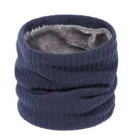 Autumn And Winter New Spot Knitted Scarf Men And Women Plus Velvet Warm Pullover Scarf Vertical Stripe Solid Color Knitted Collar sku image 10