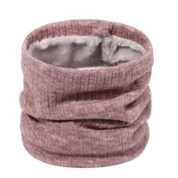 Autumn And Winter New Spot Knitted Scarf Men And Women Plus Velvet Warm Pullover Scarf Vertical Stripe Solid Color Knitted Collar sku image 3
