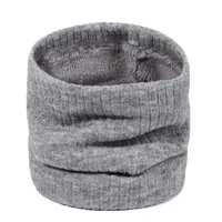 Autumn And Winter New Spot Knitted Scarf Men And Women Plus Velvet Warm Pullover Scarf Vertical Stripe Solid Color Knitted Collar sku image 4