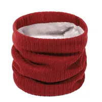 Autumn And Winter New Spot Knitted Scarf Men And Women Plus Velvet Warm Pullover Scarf Vertical Stripe Solid Color Knitted Collar sku image 11