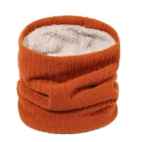Autumn And Winter New Spot Knitted Scarf Men And Women Plus Velvet Warm Pullover Scarf Vertical Stripe Solid Color Knitted Collar sku image 12