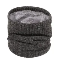 Autumn And Winter New Spot Knitted Scarf Men And Women Plus Velvet Warm Pullover Scarf Vertical Stripe Solid Color Knitted Collar sku image 5