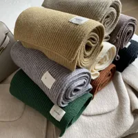 Solid Color Knitted Scarf Women's Autumn And Winter Korean Style Student Wool  Warm Thickened Scarf Couple Trendy Men Couple main image 1