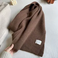 Solid Color Knitted Scarf Women's Autumn And Winter Korean Style Student Wool  Warm Thickened Scarf Couple Trendy Men Couple main image 2