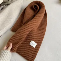 Solid Color Knitted Scarf Women's Autumn And Winter Korean Style Student Wool  Warm Thickened Scarf Couple Trendy Men Couple sku image 9